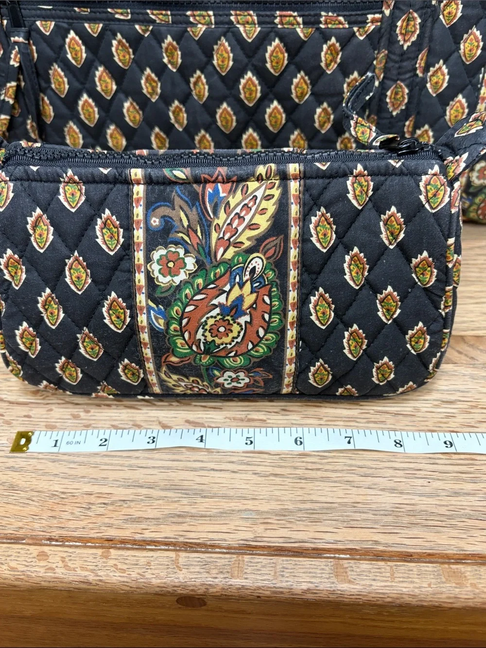 MaggiB Black XL Quilted Travel Duffel Bag with Matching Cosmetic Case